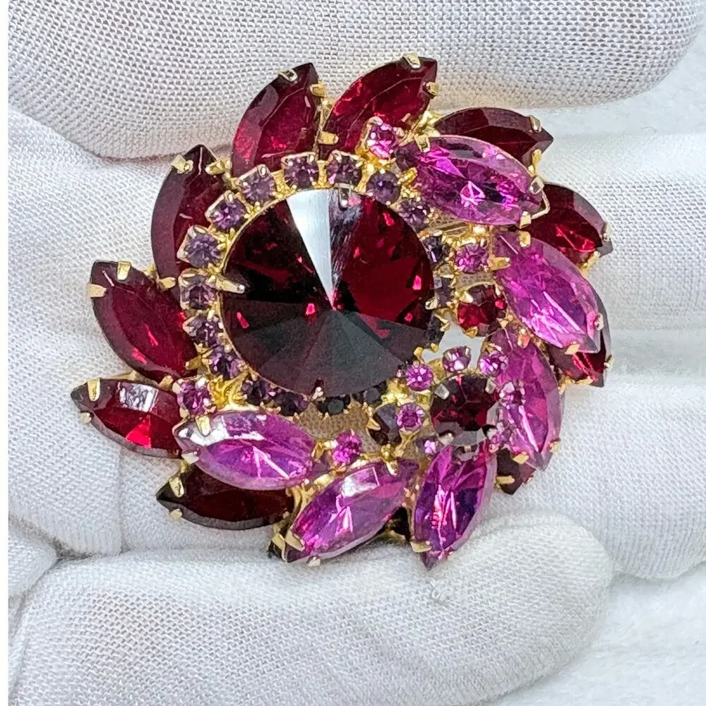 Verified Juliana (D&E) Rivoli & Navette Floral Brooch – Reference #7674